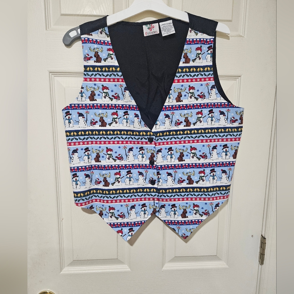 Vintage 90s Christmas Scrapbook Vest,Snowman Mary Englebreit Vest, 90sChristmasL